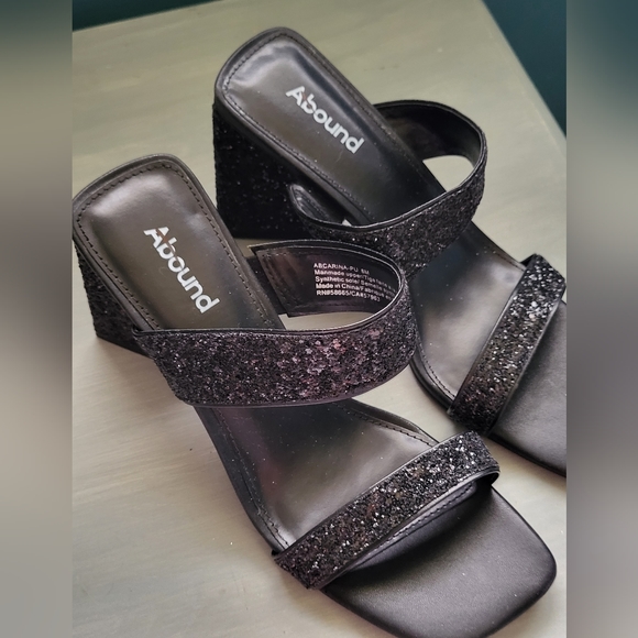 Abound Black Glitter Slides NWT - Picture 1 of 5